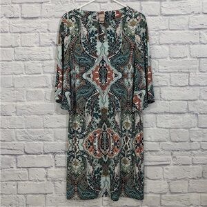 Chico's Green Paisley Shift Pullover Dress Chico's Size 0 Small